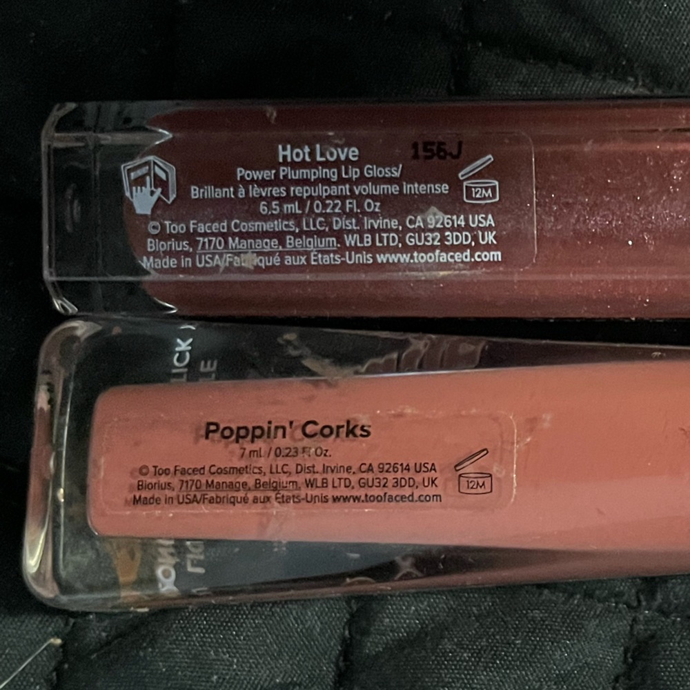 Too Faced lipgloss Melted matte Poppin Corks & lip injection plumping gloss long - Picture 2 of 3